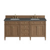 Brittany 72" Double Vanity, Pecan w/ 3 CM Parisien Bleu Silestone Top
