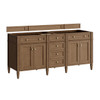 Brittany 72" Double Vanity, Pecan w/ 3 CM Parisien Bleu Silestone Top