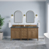 Brittany 72" Double Vanity, Pecan w/ 3 CM Parisien Bleu Silestone Top