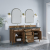 Brittany 72" Double Vanity, Pecan w/ 3 CM Parisien Bleu Silestone Top