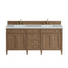 Brittany 72" Double Vanity, Pecan w/ 3 CM Ethereal Noctis Silestone Top w/FreePower Wireless Charger