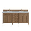 Brittany 72" Double Vanity, Pecan w/ 3 CM Victorian Silver Silestone Top w/FreePower Wireless Charger