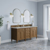 Brittany 72" Double Vanity, Pecan w/ 3 CM Victorian Silver Silestone Top w/FreePower Wireless Charger