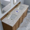 Brittany 72" Double Vanity, Pecan w/ 3 CM Victorian Silver Silestone Top w/FreePower Wireless Charger