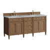 Brittany 72" Double Vanity, Pecan w/ 3 CM Victorian Silver Silestone Top w/FreePower Wireless Charger