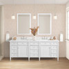 Brittany 84" Double Vanity, Bright White w/ 3 CM White Zeus Top