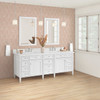 Brittany 84" Double Vanity, Bright White w/ 3 CM White Zeus Top