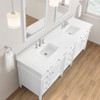 Brittany 84" Double Vanity, Bright White w/ 3 CM White Zeus Top