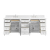 Brittany 84" Double Vanity, Bright White w/ 3 CM White Zeus Top