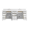 Brittany 84" Double Vanity, Bright White w/ 3 CM White Zeus Top