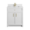 Bellshire 30" Single Vanity, Bright White w/ Single Hole 3 CM White Zeus Silestone Top and Matching Backsplash