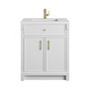 Bellshire 30" Single Vanity, Bright White w/ Single Hole 3 CM White Zeus Silestone Top and Matching Backsplash