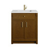 Bellshire 30" Single Vanity, Honey Oak w/ Single Hole 3 CM White Zeus Silestone Top and Matching Backsplash