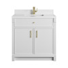 Bellshire 36" Single Vanity, Bright White w/ Single Hole 3 CM White Zeus Silestone Top and Matching Backsplash