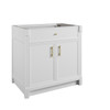 Bellshire 36" Single Vanity, Bright White w/ Single Hole 3 CM White Zeus Silestone Top and Matching Backsplash