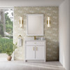 Bellshire 36" Single Vanity, Bright White w/ Single Hole 3 CM White Zeus Silestone Top and Matching Backsplash