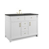 Bellshire 48" Single Vanity, Bright White w/ 3 CM Parisien Bleu Silestone Top