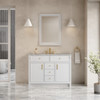 Bellshire 48" Single Vanity, Bright White w/ 3 CM Victorian Silver Silestone Top w/FreePower Wireless Charger
