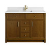 Bellshire 48" Single Vanity, Honey Oak w/ Single Hole 3 CM White Zeus Silestone Top and Matching Backsplash