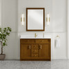 Bellshire 48" Single Vanity, Honey Oak w/ Single Hole 3 CM White Zeus Silestone Top and Matching Backsplash
