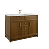 Bellshire 48" Single Vanity, Honey Oak w/ Single Hole 3 CM White Zeus Silestone Top and Matching Backsplash