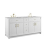 Bellshire 72" Double Vanity, Bright White w/ 3 CM Carrara Marble Top