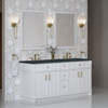 Bellshire 72" Double Vanity, Bright White w/ 3 CM Charcoal Soapstone Silestone Top