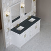 Bellshire 72" Double Vanity, Bright White w/ 3 CM Charcoal Soapstone Silestone Top
