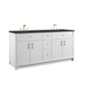 Bellshire 72" Double Vanity, Bright White w/ 3 CM Charcoal Soapstone Silestone Top