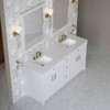 Bellshire 72" Double Vanity, Bright White w/ 3 CM Lime Delight Silestone Top