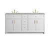 Bellshire 72" Double Vanity, Bright White w/ 3 CM Victorian Silver Silestone Top