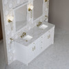 Bellshire 72" Double Vanity, Bright White w/ 3 CM Victorian Silver Silestone Top