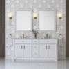 Bellshire 72" Double Vanity, Bright White w/ 3 CM Eternal Jasmine Pearl Silestone Top w/FreePower Wireless Charger