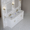 Bellshire 72" Double Vanity, Bright White w/ 3 CM Victorian Silver Silestone Top w/FreePower Wireless Charger