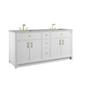 Bellshire 72" Double Vanity, Bright White w/ 3 CM Victorian Silver Silestone Top w/FreePower Wireless Charger