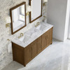 Bellshire 72" Double Vanity, Honey Oak w/ 3 CM Carrara Marble Top