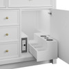 Bellshire 120" Dual Vanity Set with 24" Make-Up Counter, Bright White w/3 cm Eternal Jasmine Pearl Silestone Top