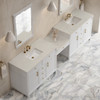 Bellshire 120" Dual Vanity Set with 24" Make-Up Counter, Bright White w/3 cm Siberian Silestone Top