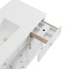 Bellshire 120" Dual Vanity Set with 24" Make-Up Counter, Bright White w/3 cm Tajnar Eclos Top w/FreePower Wireless Charger