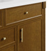 Bellshire 120" Dual Vanity Set with 24" Make-Up Counter, Honey Oak w/3 cm Parisien Bleu Silestone Top