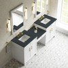Bellshire 84" Dual Vanity Set with 24" Make-Up Counter, Bright White w/3 cm Charcoal Soapstone Silestone Top
