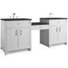 Bellshire 84" Dual Vanity Set with 24" Make-Up Counter, Bright White w/3 cm Charcoal Soapstone Silestone Top