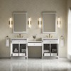 Bellshire 84" Dual Vanity Set with 24" Make-Up Counter, Bright White w/3 cm Eternal Jasmine Pearl Silestone Top