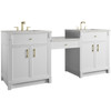 Bellshire 84" Dual Vanity Set with 24" Make-Up Counter, Bright White w/3 cm Eternal Jasmine Pearl Silestone Top