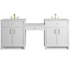 Bellshire 84" Dual Vanity Set with 24" Make-Up Counter, Bright White w/3 cm Ethereal Noctis Silestone Top