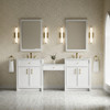 Bellshire 84" Dual Vanity Set with 24" Make-Up Counter, Bright White w/3 cm Ethereal Noctis Silestone Top