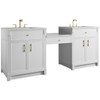 Bellshire 84" Dual Vanity Set with 24" Make-Up Counter, Bright White w/3 cm Ethereal Noctis Silestone Top