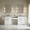 Bellshire 84" Dual Vanity Set with 24" Make-Up Counter, Bright White w/3 cm Parisien Bleu Silestone Top