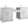 Bellshire 84" Dual Vanity Set with 24" Make-Up Counter, Bright White w/3 cm Tajnar Eclos Top