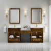 Bellshire 84" Dual Vanity Set with 24" Make-Up Counter, Honey Oak w/Single Hole 3 cm White Zeus Silestone Top & Backsplash